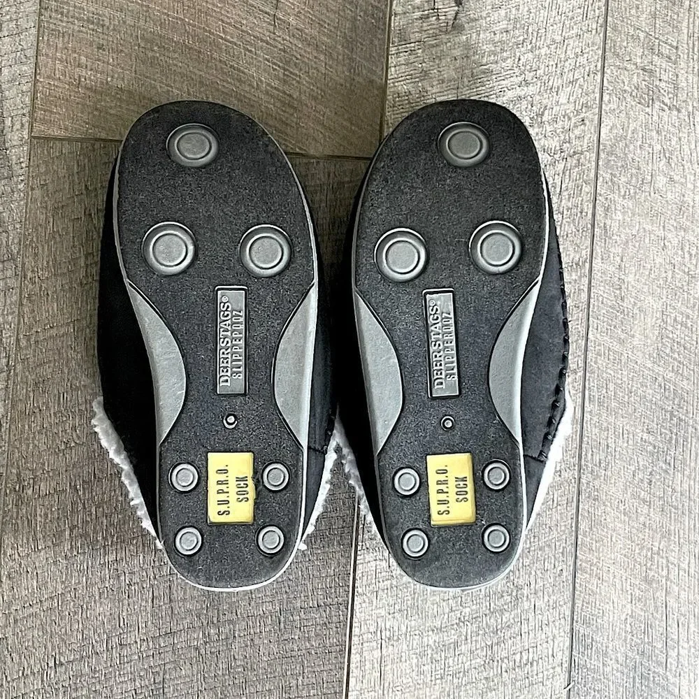 Deer Stags Black and Gray, Big-Kid, Unisex Slippers. Size 6.